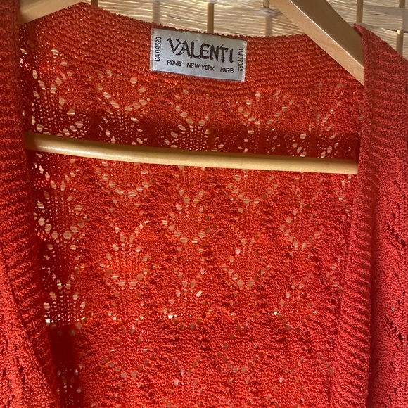 Valenti Large Orange/Coral Knit 1/2 Sleeve Cardigan EUC - Picture 6 of 7